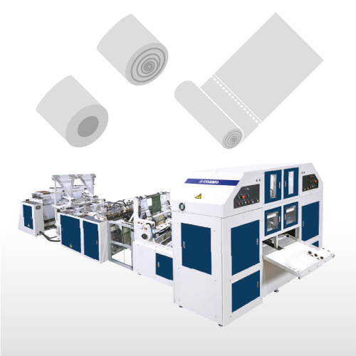 Fully Automatic High Speed 2 Lines Core & Coreless Bag on Roll Making Machine / SRCR-40 / SRCR-50