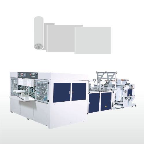 Fully Automatic High Speed 2 Lines Coreless Inter-Leaved Star Seal & Bottom Seal Bag on Roll Making Machine / SIR-400-L2