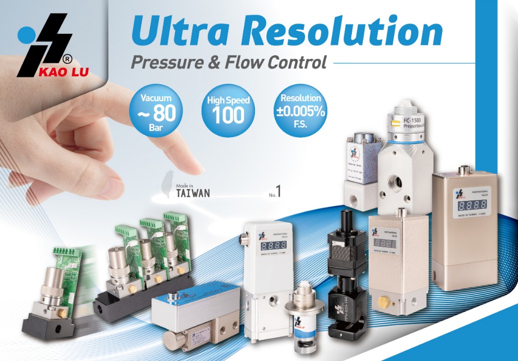 KaoLu has a history of 45 year in Taiwan mainly manufacturing high-precision Proportional Pressure Regulator and modules that feature high pressure 50 bar, and high flow DN 45, which can be used industrial equipment such as linear/rotary PET bottle blow molding machines that require high speed dynamic pressure change.