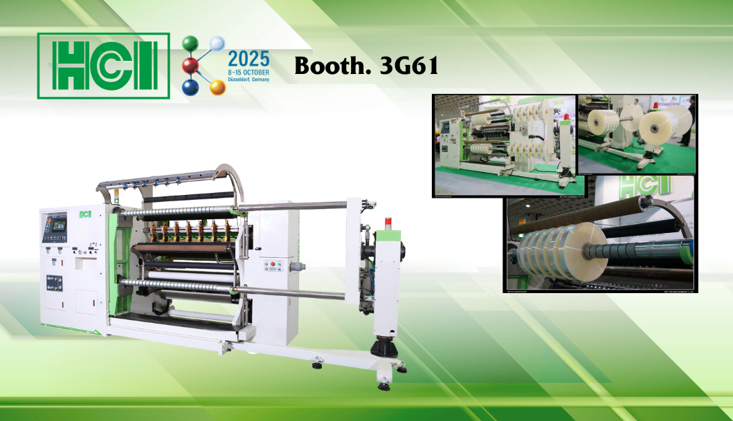  The FSL-TX1300 is designed for high stability and precision in long-run operations, combines high stability, shorter setup time, and minimized downtime with a remarkable running speed of up to 600 meters per minute. This makes it a robust and efficient solution for converters aiming to increase productivity in today’s competitive flexible packaging industry.  A key advantage is the ability to handle a finished roll diameter up to 800mm, compared to the standard 600mm. For example, when processing 40μm film, an 800mm diameter roll delivers approximately 12,500 meters which is 78% longer winding length than a 600mm diameter roll (6,950 meters), resulting in less downtime, reduced operator intervention, and significantly higher downstream efficiency and production continuity.  With its high speed, large roll capacity, and user-oriented design, the FSL-TX1300 enables manufacturers to meet rising demand for high-output, large-roll applications in flexible packaging.  We warmly invite you to visit our booth and experience firsthand how HCI’s advanced converting solutions can empower your production line.